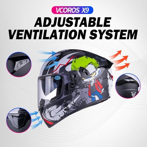 Vcoros Full Face Dual Visor Motor Motorcycle Helmet للبالغين خوذات سباق الدراجات النارية للدراجات النارية in Saudi Arabia