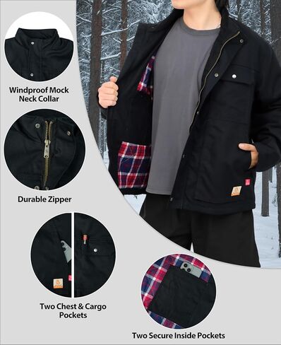 BOCOMAL FR Jackets Insulated Coat CAT4 Fire Resistant Duck Canvas Winter Outwear Light Water Repellent and Oil Resistant in Saudi Arabia