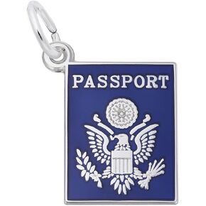 Rembrandt USA Passport Charm w/Blue Enamel - Metal - Gold Plated Sterling Silver in Kuwait