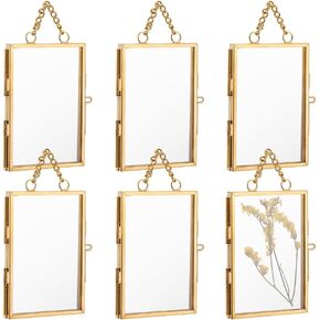 OLYCRAFT 6pcs Wall Hanging Mini Photo Frames 2.6x3.7 Inch Double Glass Picture Frame Gold Folding Frame DIY Vintage Artwork Display Frames for Wall Hanging Pressed Flowers Pictures Home Decor in Saudi Arabia