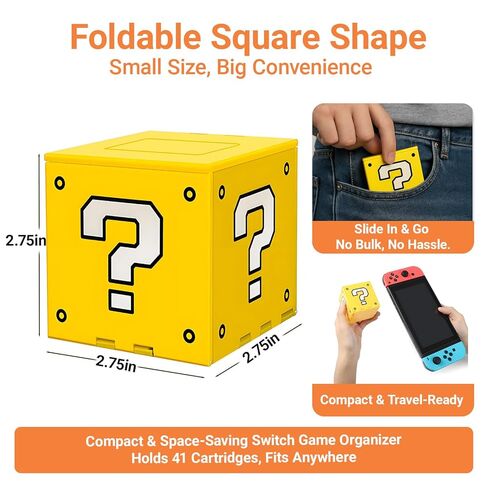 Switch Game Case Holder Cube 41 Slots Compatible with Nintendo Switch 2 & Switch & OLED & Lite, Portable Switch Cartridge Case Cute Retro Themed Travel Game Card Storage Question Mark Block Box Yellow in Kuwait
