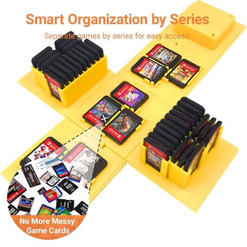 Switch Game Case Holder Cube 41 Slots Compatible with Nintendo Switch 2 & Switch & OLED & Lite, Portable Switch Cartridge Case Cute Retro Themed Travel Game Card Storage Question Mark Block Box Yellow in Kuwait