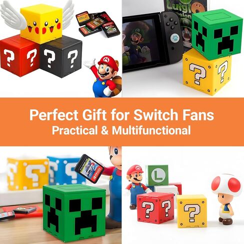 Switch Game Case Holder Cube 41 Slots Compatible with Nintendo Switch 2 & Switch & OLED & Lite, Portable Switch Cartridge Case Cute Retro Themed Travel Game Card Storage Question Mark Block Box Yellow in Kuwait