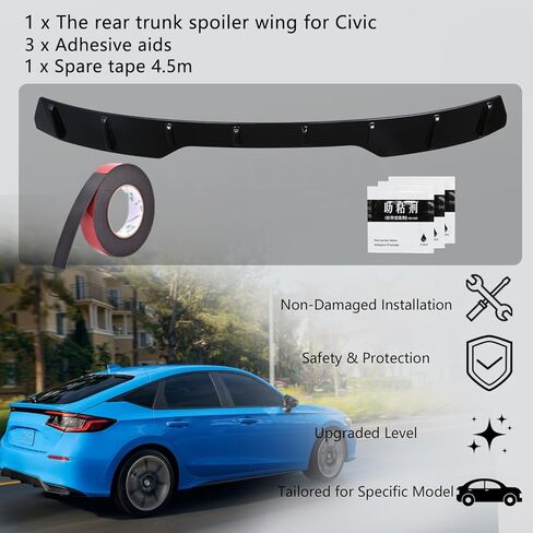 المفسد لـ Civic Sedan 2025-2022 بدون حفر جناح المفسد الجذع الخلفي لـ Civic سيدان (أسود لامع) in Kuwait