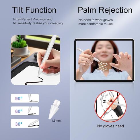 قلم رصاص ipad A16 مع شحن سريع ، رفض النخيل ، حساس الميل ، الدقة العالية ، بديل لقلم رصاص Apple الأصلي المتوافق مع iPad 2018-2025 ، Air ، Pro ، Mini ، White in Saudi Arabia
