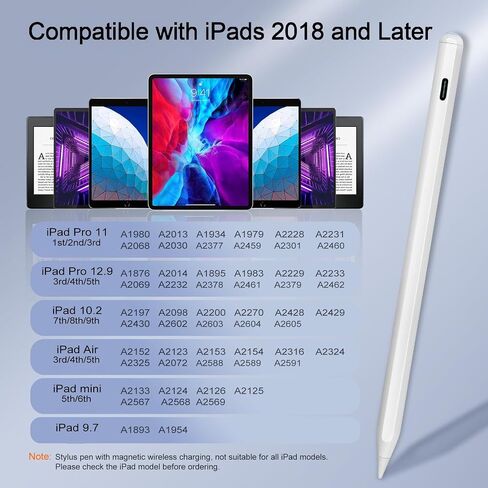 قلم رصاص ipad A16 مع شحن سريع ، رفض النخيل ، حساس الميل ، الدقة العالية ، بديل لقلم رصاص Apple الأصلي المتوافق مع iPad 2018-2025 ، Air ، Pro ، Mini ، White in Saudi Arabia