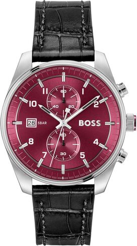 BOSS Skytraveller Men's 44mm Stainless Steel Chronograph Wristwatch - Water Resistant up to 5ATM/50 Meters, Sporty and Sophisticated in Saudi Arabia