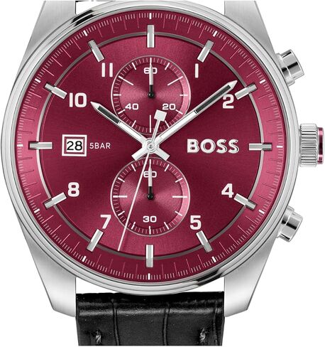 BOSS Skytraveller Men's 44mm Stainless Steel Chronograph Wristwatch - Water Resistant up to 5ATM/50 Meters, Sporty and Sophisticated in Saudi Arabia