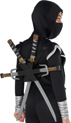 Morph Sleek Black Ninja Costume Accessories with Ninja Swords for Kids with Back Strap Kids Swords for Boys in Saudi Arabia