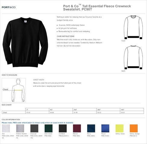 Port & Company Men's Tall Ultimate Crewneck Sweatshirt in Saudi Arabia