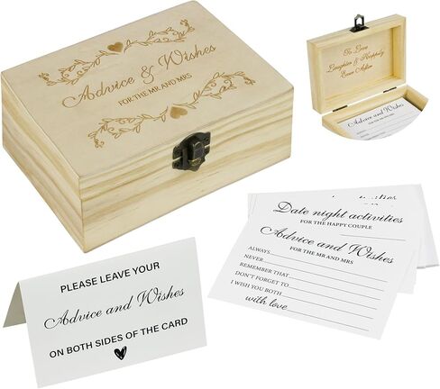 شارك بطاقات ذاكرة مع مربع خشبي - 50 PCS Memorial Cards for Funeral ، والاحتفال بالحياة ، وحفل الزفاف ، والتخرج - دفتر الضيوف البديل المتذوق وديكور الأحداث in Kuwait