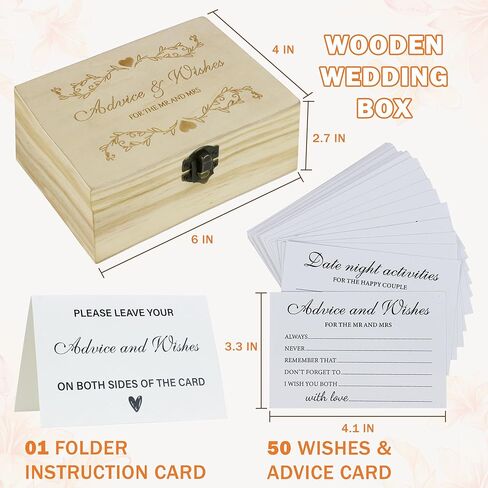 شارك بطاقات ذاكرة مع مربع خشبي - 50 PCS Memorial Cards for Funeral ، والاحتفال بالحياة ، وحفل الزفاف ، والتخرج - دفتر الضيوف البديل المتذوق وديكور الأحداث in Kuwait