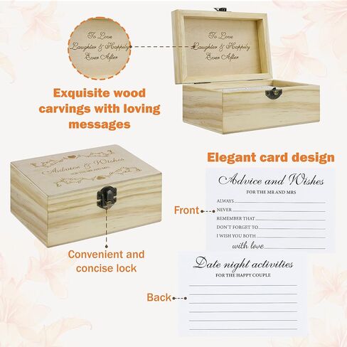 شارك بطاقات ذاكرة مع مربع خشبي - 50 PCS Memorial Cards for Funeral ، والاحتفال بالحياة ، وحفل الزفاف ، والتخرج - دفتر الضيوف البديل المتذوق وديكور الأحداث in Kuwait