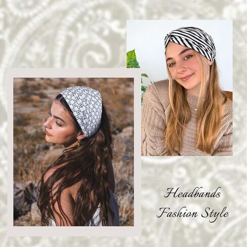 Toebeffect Floral Bandana Bandana for Women ، 4 حزم إضافية عريضة عصرية معقدة لشعر المرأة ، Boho Turban Hairbands إكسسوارات الشعر الرياضية غير الرسمية للتمرين اليوغا in Kuwait