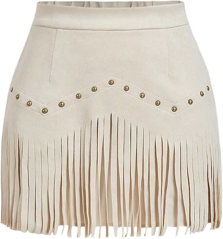 Shenhe Women's Plus Size Size Soede High Phringe High Pheched Pheged Sudded Western Hippie Skirt in Saudi Arabia