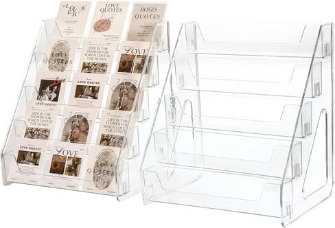 موقف عرض البطاقة ، رف أكريليك 5 مستويات من أجل تحية البطاقة المتدرجة للرياضة ، بطاقة بريدية ، ملصقات ، صور ، صور ، بطاقات كرة سلة للبيسبول كرة القدم ، رف عرض أعلى طاولة لألواح PSA (حزمة واحدة) in Kuwait