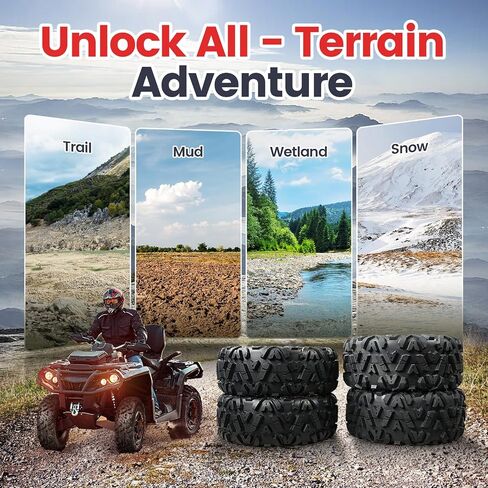 Set of 2 All-Terrain ATV UTV Tires 20x10-10 20x10x10 for Off-road, Trail, Mud, and Sand, 4-Ply, Tubeless in Kuwait