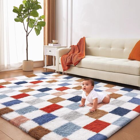 Andency 5 × 7 قدمًا سجادة أبيض وأسود لغرفة المعيشة كلاسيكية متدفقات أشعث سجادة غير انزلاقية غير ناعمة ناعمة رقيقة من السجاد غامض غرفة نوم أطفال غرفة طفل رضيع ، ديكور منزل لطيف. in Kuwait