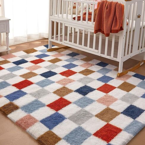 Andency 5 × 7 قدمًا سجادة أبيض وأسود لغرفة المعيشة كلاسيكية متدفقات أشعث سجادة غير انزلاقية غير ناعمة ناعمة رقيقة من السجاد غامض غرفة نوم أطفال غرفة طفل رضيع ، ديكور منزل لطيف. in Kuwait