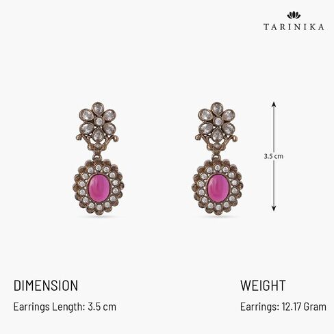 Tarinika Inca Antique Jadau Chandbali Earrings - Indian Earrings for Women | Perfect for Ethnic Occasions | Traditional Indian Jewelry | 1 Year Warranty* in Kuwait