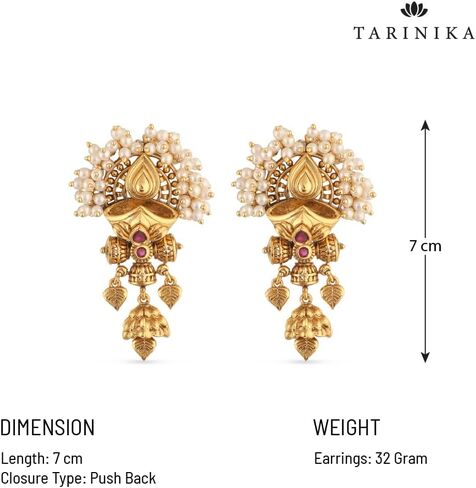 Tarinika Inca Antique Jadau Chandbali Earrings - Indian Earrings for Women | Perfect for Ethnic Occasions | Traditional Indian Jewelry | 1 Year Warranty* in Kuwait