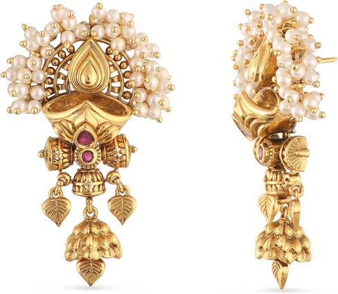 Tarinika Inca Antique Jadau Chandbali Earrings - Indian Earrings for Women | Perfect for Ethnic Occasions | Traditional Indian Jewelry | 1 Year Warranty* in Kuwait