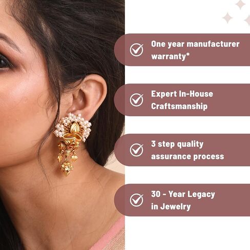 Tarinika Inca Antique Jadau Chandbali Earrings - Indian Earrings for Women | Perfect for Ethnic Occasions | Traditional Indian Jewelry | 1 Year Warranty* in Kuwait