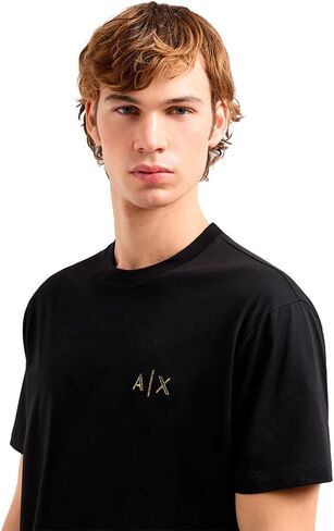 Armani Exchange Men's A|x Small Black and Gold T-Shirt in Saudi Arabia