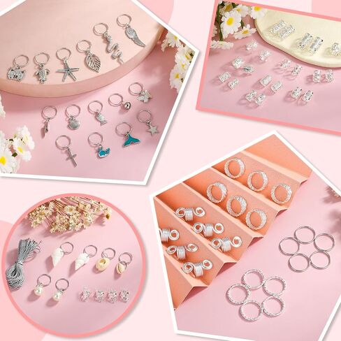 285PCS Gold Hair Jewelry for Braids, Gold Dreadlock Hair Accessories with Pendants Charms, Loc Jewelry for Hair Dreadlocks Rings Cuff Clips Charms for Braid Decoration in Kuwait