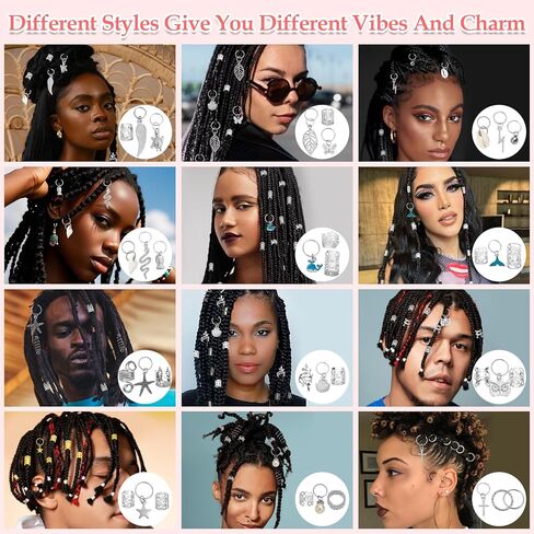 285PCS Gold Hair Jewelry for Braids, Gold Dreadlock Hair Accessories with Pendants Charms, Loc Jewelry for Hair Dreadlocks Rings Cuff Clips Charms for Braid Decoration in Kuwait