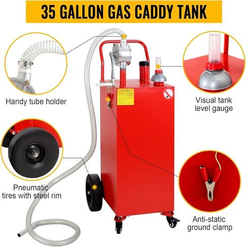 30 جالون خزان تخزين الغاز المحمول الوقود مع 4 عجلات ، مضخة نقل يدوي للقارب ATV Car UTV أسود in Kuwait