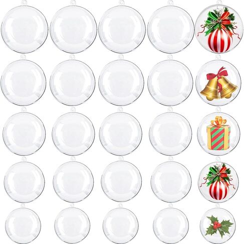 50pcs Clear Plastic Fillable Ornaments,Transparent DIY Craft Ball,Clear DIY Christmas Ornament 4 Different Sizes for Wedding,Party,Home Decor in Kuwait