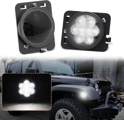 Front Side Marker Lights Compatible with Wrangler JL JLU 2018-2024 & For Gladiator JT 2020-2023, Amber Yellow Light Side Full LED (Smoked Lens) in Saudi Arabia
