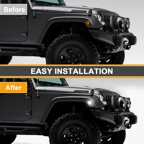 Front Side Marker Lights Compatible with Wrangler JL JLU 2018-2024 & For Gladiator JT 2020-2023, Amber Yellow Light Side Full LED (Smoked Lens) in Saudi Arabia