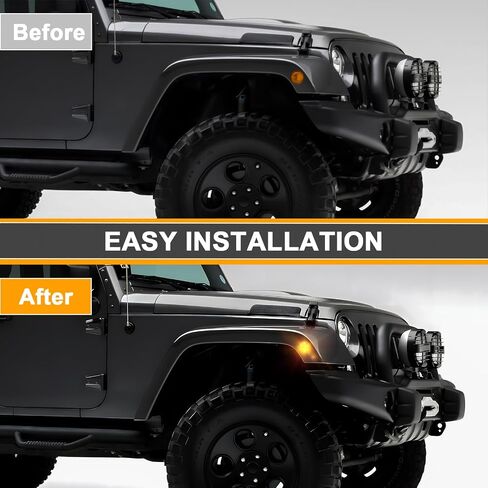 Front Side Marker Lights Compatible with Wrangler JL JLU 2018-2024 & For Gladiator JT 2020-2023, Amber Yellow Light Side Full LED (Smoked Lens) in Saudi Arabia
