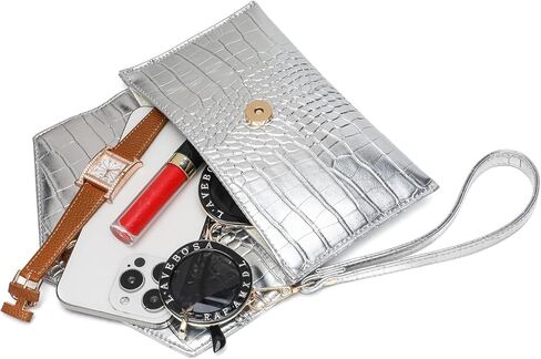 Small Gold Clutch Purse for Women, Metallic Envelope Handbag Evening Bag with Wristlet Strap in Kuwait