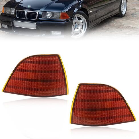 عوامل ضوء زاوية الإشارة المتوافقة مع 1992-1999 B-M-W E36 3 Series (2 Door Coupe/Convertible) ، [DOT Certified] غطاء إشارة الإشارة الزاوية [بدون لمبات] ، 2 أجهزة كمبيوتر ، عدسة واضحة in Kuwait