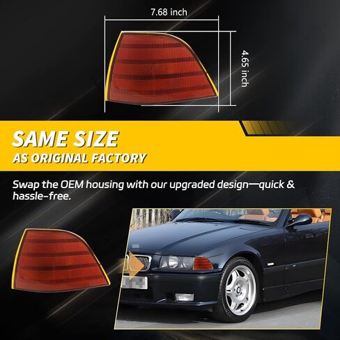 عوامل ضوء زاوية الإشارة المتوافقة مع 1992-1999 B-M-W E36 3 Series (2 Door Coupe/Convertible) ، [DOT Certified] غطاء إشارة الإشارة الزاوية [بدون لمبات] ، 2 أجهزة كمبيوتر ، عدسة واضحة in Kuwait