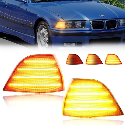 عوامل ضوء زاوية الإشارة المتوافقة مع 1992-1999 B-M-W E36 3 Series (2 Door Coupe/Convertible) ، [DOT Certified] غطاء إشارة الإشارة الزاوية [بدون لمبات] ، 2 أجهزة كمبيوتر ، عدسة واضحة in Kuwait