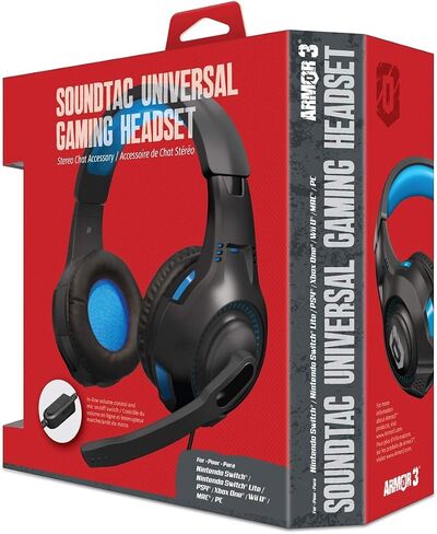 SoundTac Universal Gaming Headset Compatible with Switch 2/Switch/Xbox Series X|S, PS5, PS4, PC, Clear Stereo Sound, 4ft Cable, Inline Volume Control, Multi-Platform Audio Support in Kuwait