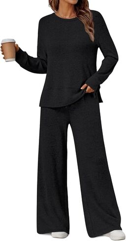 LILLUSORY 2 Piece Lounge Sets Matching Fall Outfits Pajamas Casual Travel 2025 Sweatsuits Wide Leg Clothes Fashion Tracksuits in Saudi Arabia