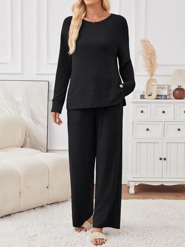 LILLUSORY 2 Piece Lounge Sets Matching Fall Outfits Pajamas Casual Travel 2025 Sweatsuits Wide Leg Clothes Fashion Tracksuits in Saudi Arabia
