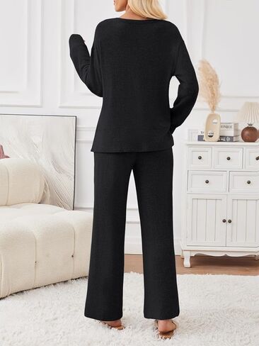 LILLUSORY 2 Piece Lounge Sets Matching Fall Outfits Pajamas Casual Travel 2025 Sweatsuits Wide Leg Clothes Fashion Tracksuits in Saudi Arabia