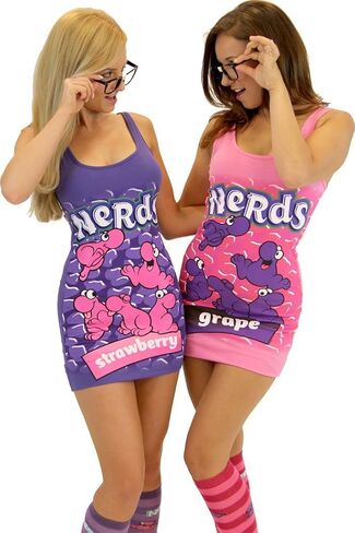TV Store Women's/Junior's Nerds 1980s Candy Halloween Tunic Costume Dress (With Glasses) in Saudi Arabia