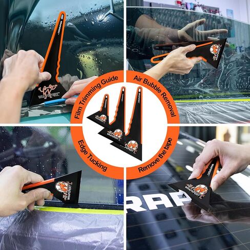 Wrapxpert Window Tint Tint Squeegee ، Triangle Contour Tint Squeegee ، أداة مكشطة طويلة المقبض لتلوين النافذة ، لف فينيل ، تحميل فيلم نافذة تلقائي للسرعة ، طقم لون النوافذ ، كبيرة in Saudi Arabia