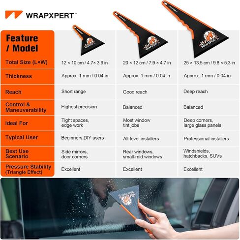 Wrapxpert Window Tint Tint Squeegee ، Triangle Contour Tint Squeegee ، أداة مكشطة طويلة المقبض لتلوين النافذة ، لف فينيل ، تحميل فيلم نافذة تلقائي للسرعة ، طقم لون النوافذ ، كبيرة in Saudi Arabia