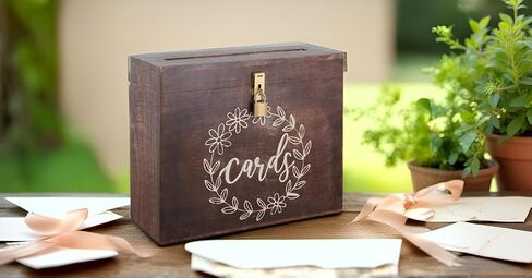 Wedding Card Box with Card Slit and Lock 12"X10"X4.5"- Gift Wishing Well Card Box for Weddings, Receptions, Birthdays, Graduations, Baby Showers, Honeymoon Funds LFBRNT in Saudi Arabia
