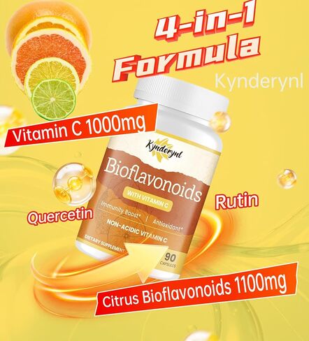 ملحق Bioflavonoid 1100mg مع مكملات فيتامين C 1000mg غير المستحضر ، وملحق نباتي ، خالي من الغلوتين-90 كبسولات الخضار in Saudi Arabia