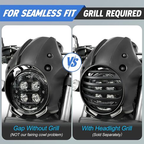 Motorcycle Front Headlight Fairing Cowl with Black Windshield Deflector Windscreen Visor Compatible with Rebel 500 CMX500 2018 2019 2020 2021 2022 2023 2024 2025, Black in Saudi Arabia