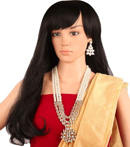 Touchstone "Contemporary Kundan Collection Indian Bollywood Long Designer Jewelry Necklace planty in Gold أو White Tone for Women. in Saudi Arabia